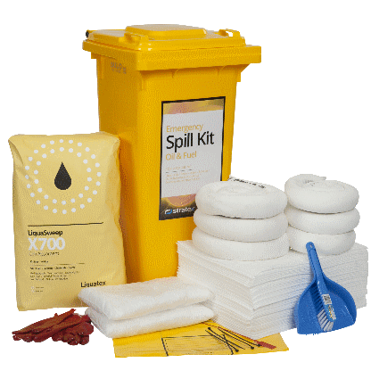 120 Litre Wheeled Bin Standard Spill Kit Refill - Oil & Fuel