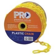 8mm YELLOW plastic chain. Length 25 Metres per Roll