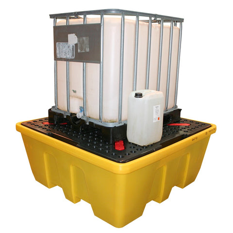 Single IBC Bunded Spill Pallet, Yellow (700H x 1680W x 1680L mm) - 1260L Sump