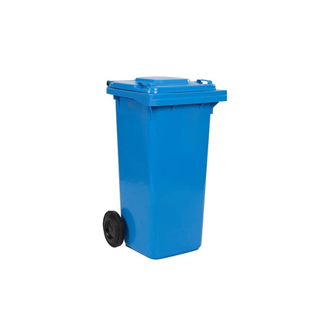 120L Blue Wheeled Bin with Hinged Lid