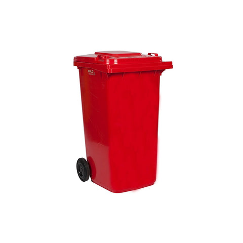 240L Red Wheeled Bin with Hinged Lid