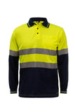Hi-Vis Two Tone Long Sleeve Micromesh Polo With Pocket Taped