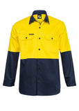 Hi Vis Two Tone Long Sleeve Cotton Drill Shirt