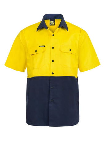 Hi Vis Two Tone Short Sleeve Cotton Drill Shirt