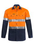 Hi Vis Two Tone Long Sleeve Cotton Drill Shirt Taped
