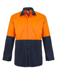 Lightweight Hi-Vis Two Tone Long Sleeve Vented Cotton Drill Food Industry Shirt
