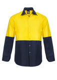 Lightweight Hi-Vis Two Tone Long Sleeve Vented Cotton Drill Food Industry Shirt