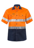 Hi-Vis Two Tone Short Sleeve Cotton Drill Shirt Taped