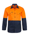 Lightweight Hi-Vis Two Tone Long Sleeve Cotton Drill Shirt