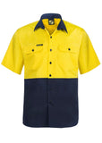 Lightweight Hi-Vis Two Tone Short Sleeve Vented Cotton Drill Shirt
