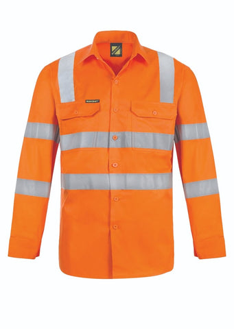 Lightweight Hi-Vis Vented Cotton Drill Shirt Semi Gusset Shoulder Pattern Taped