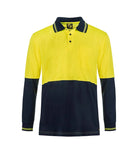 HI-Vis Two Tone Long Sleeve Cotton Back Polo With Pocket