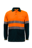 Hi-Vis Two Tone Long Sleeve Micromesh Polo With Pocket Taped